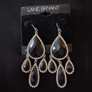 Lane Bryant Black and Silver Multi-Teardrop Earrings NWTA